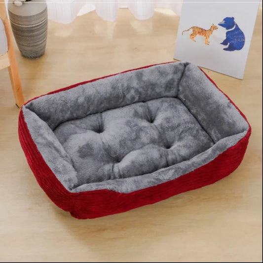 Lit rectangulaire pour chien en peluche - Lit douillet petite et moyenne taille 