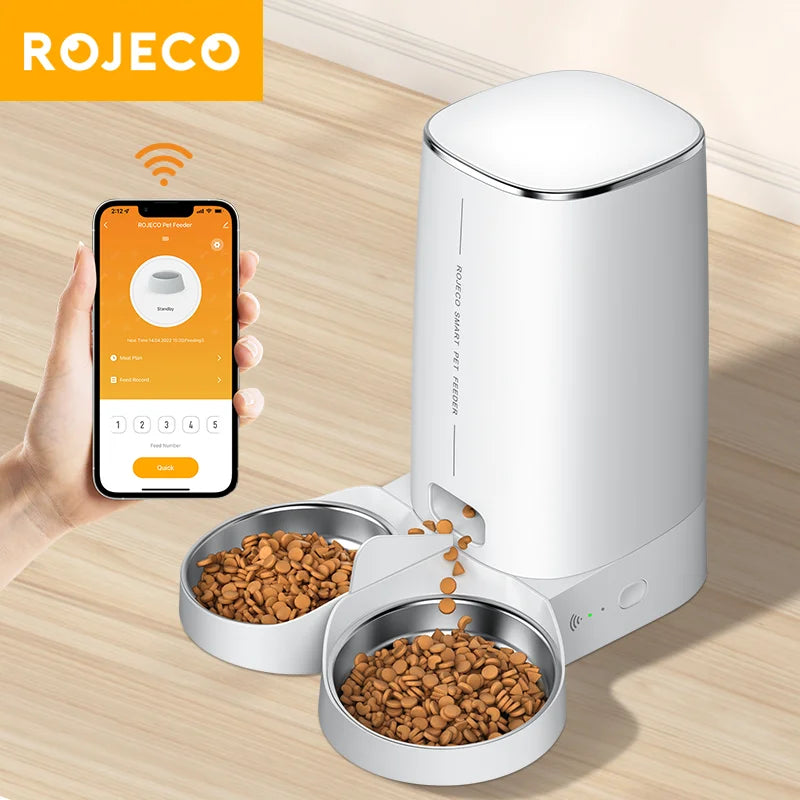 ROJECO WiFi mangeoire automatique pour chat animal de compagnie intelligent chat nourriture distributeur de croquettes télécommande mangeoire automatique pour chat chien nourriture sèche accessoires 